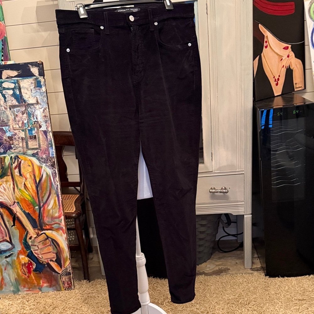 Veronica Beard Black velvet Skinny Jeans. Like new beautiful!